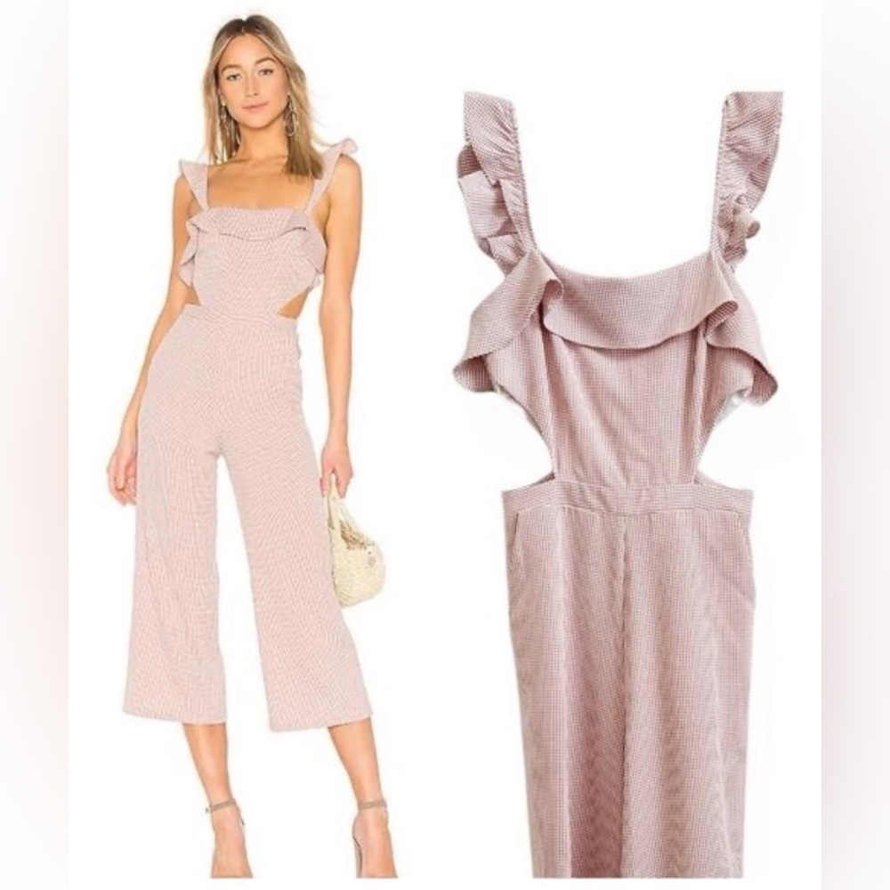 Ale by Alessandra X Revolve Plaid Denia Wide Leg Cut Out Jumpsuit in Mauve, S